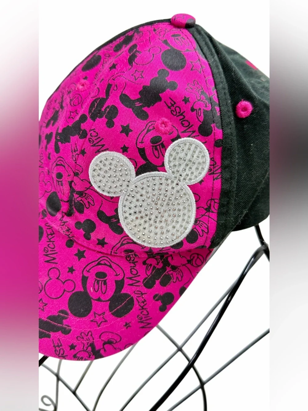 Disney Black and Red Mickey Ear Cap with Gray Trim